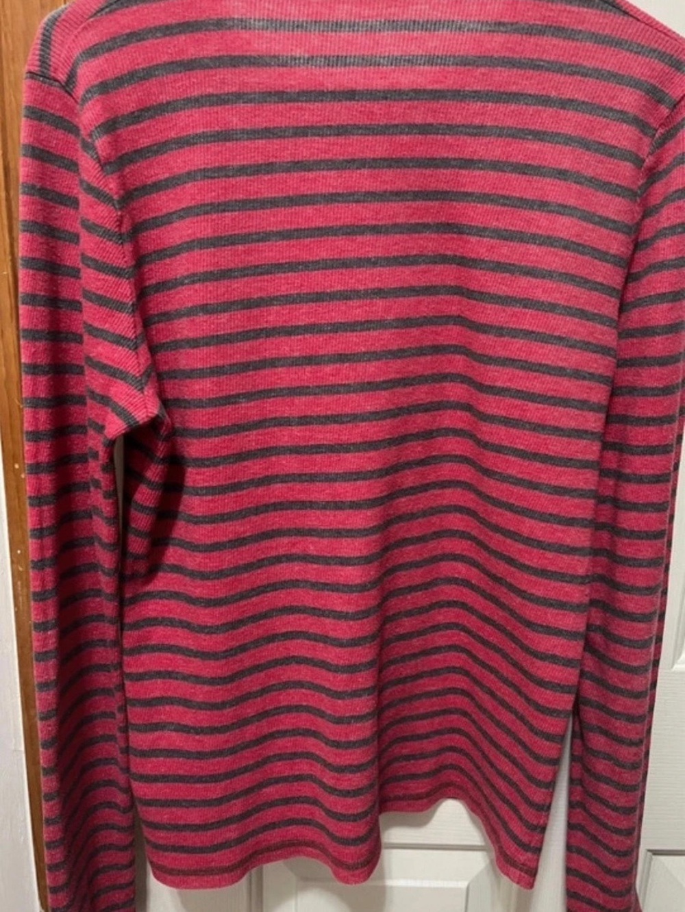 Hollister Striped Long Sleeve Top in Pink & Gray Size Medium